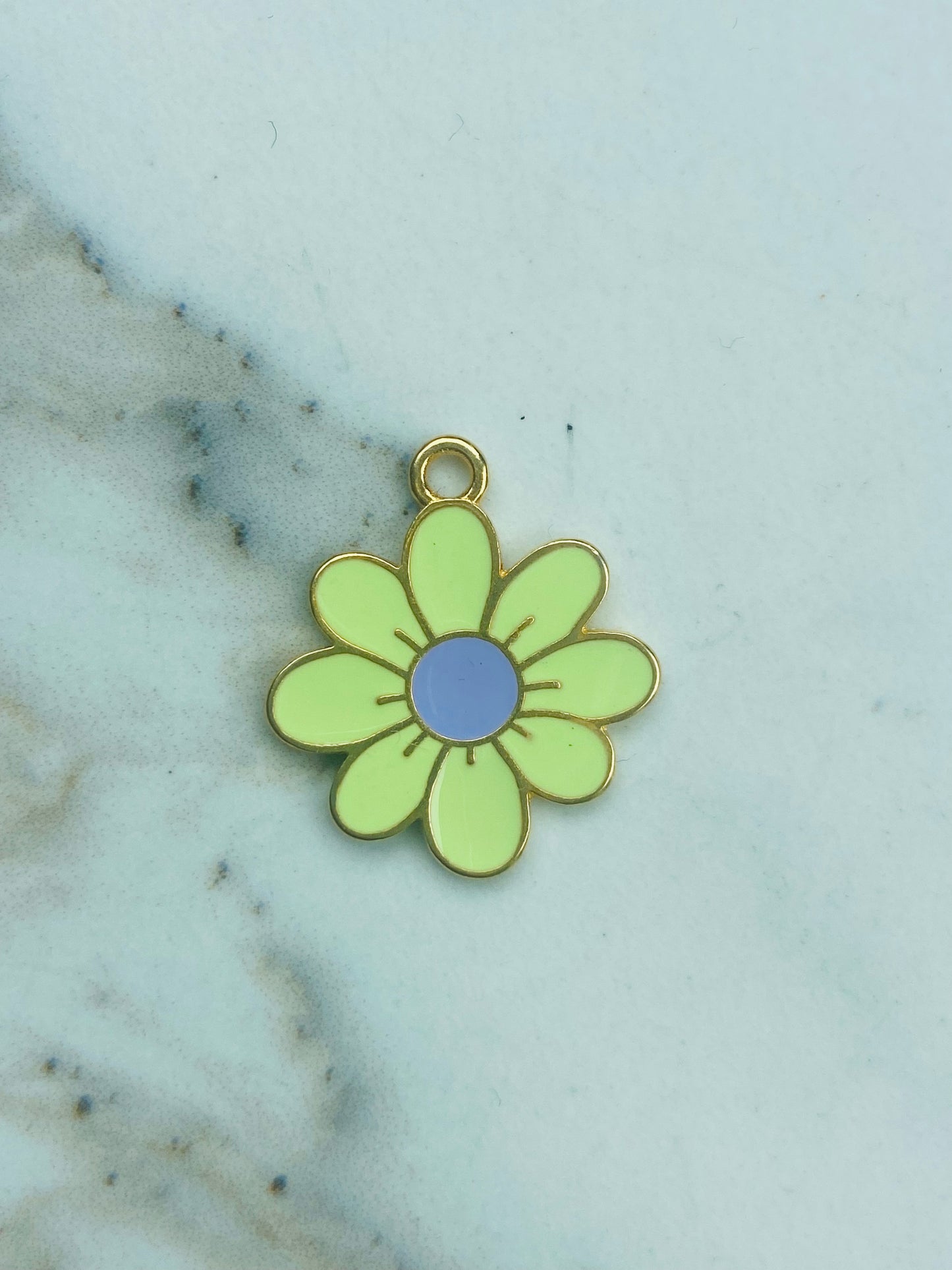 Bedel metaal bloem groen/paars