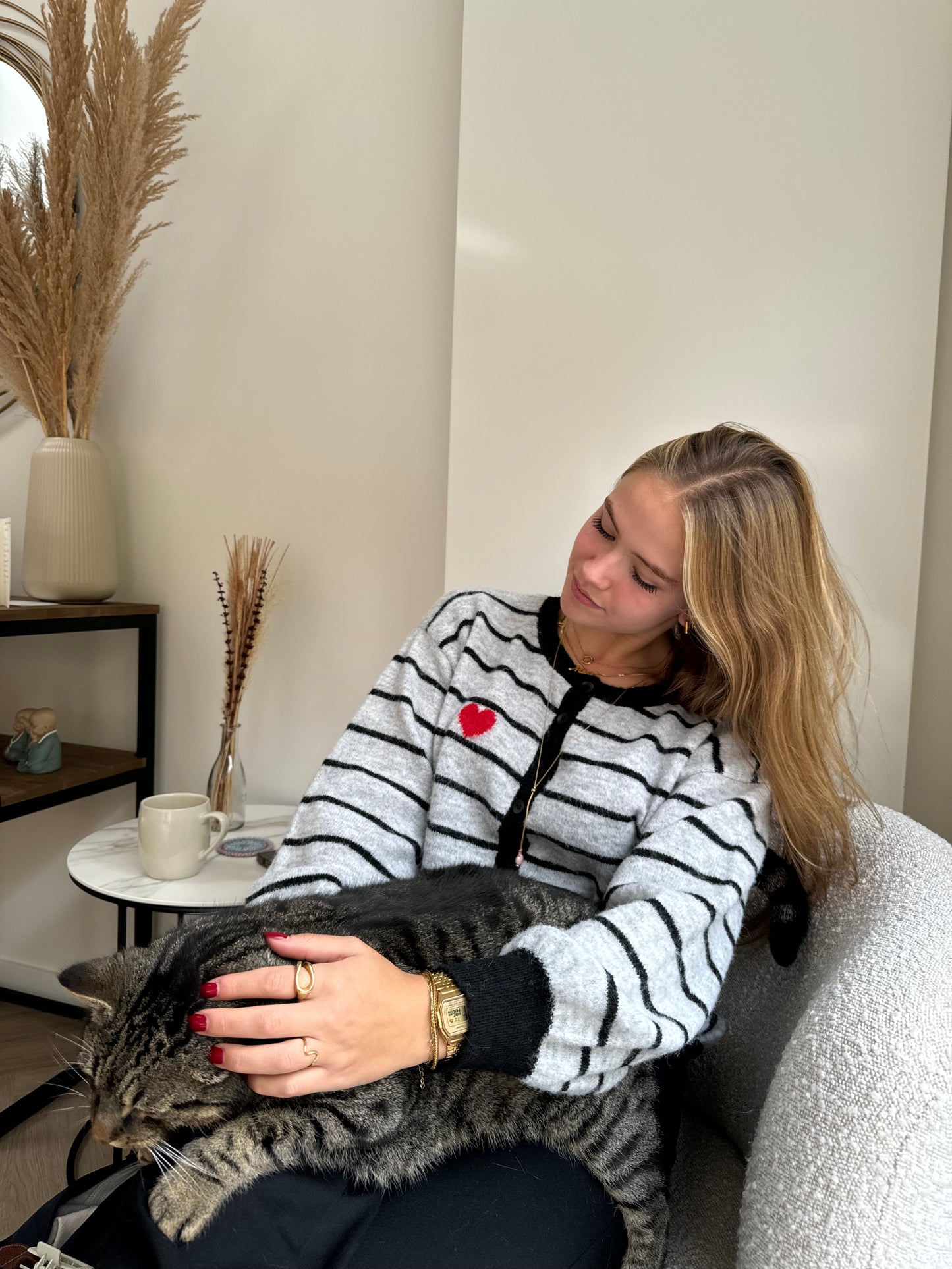 Cardigan grijs hart m/l