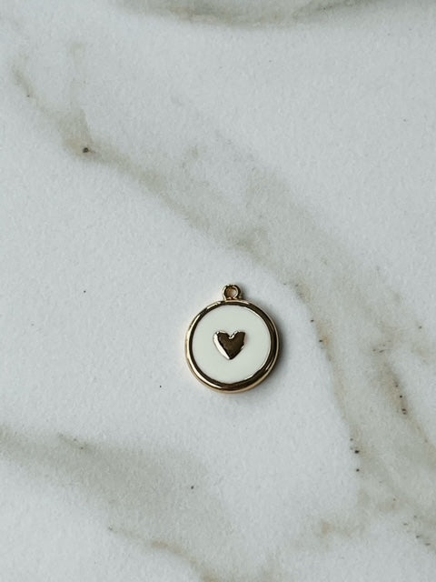 Bedel hart wit emaille/goud