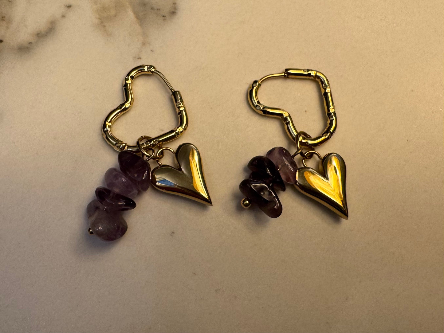 Oorbellen hart paars