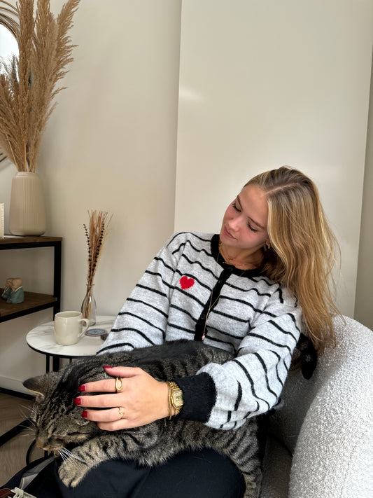 Cardigan grijs hart m/l