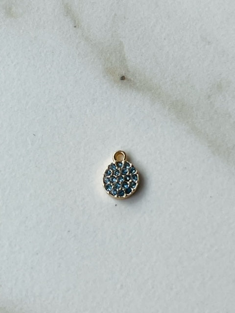 Bedel rond strass L.blauw/goud