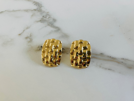 Oorbellen rechthoek goud