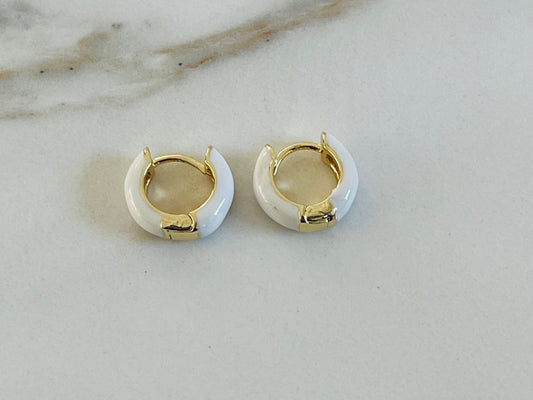 Oorbellen creolen wit/goud