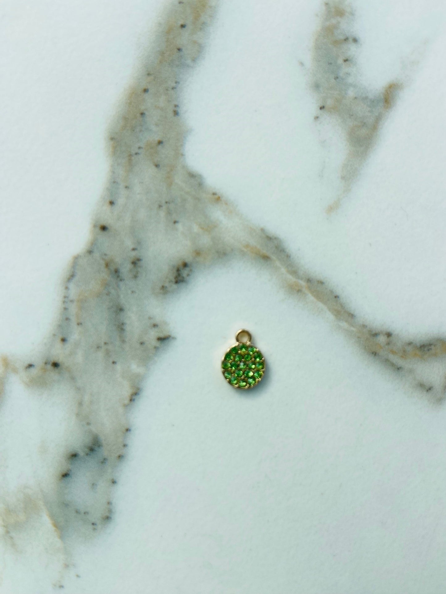 Bedel rond + strass L.groen/goud